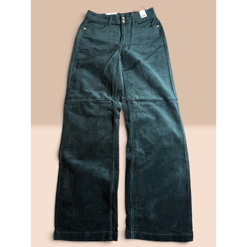Judy Blue Forest Green Wide Leg Corduroy Pants High Waist NWT 7/28